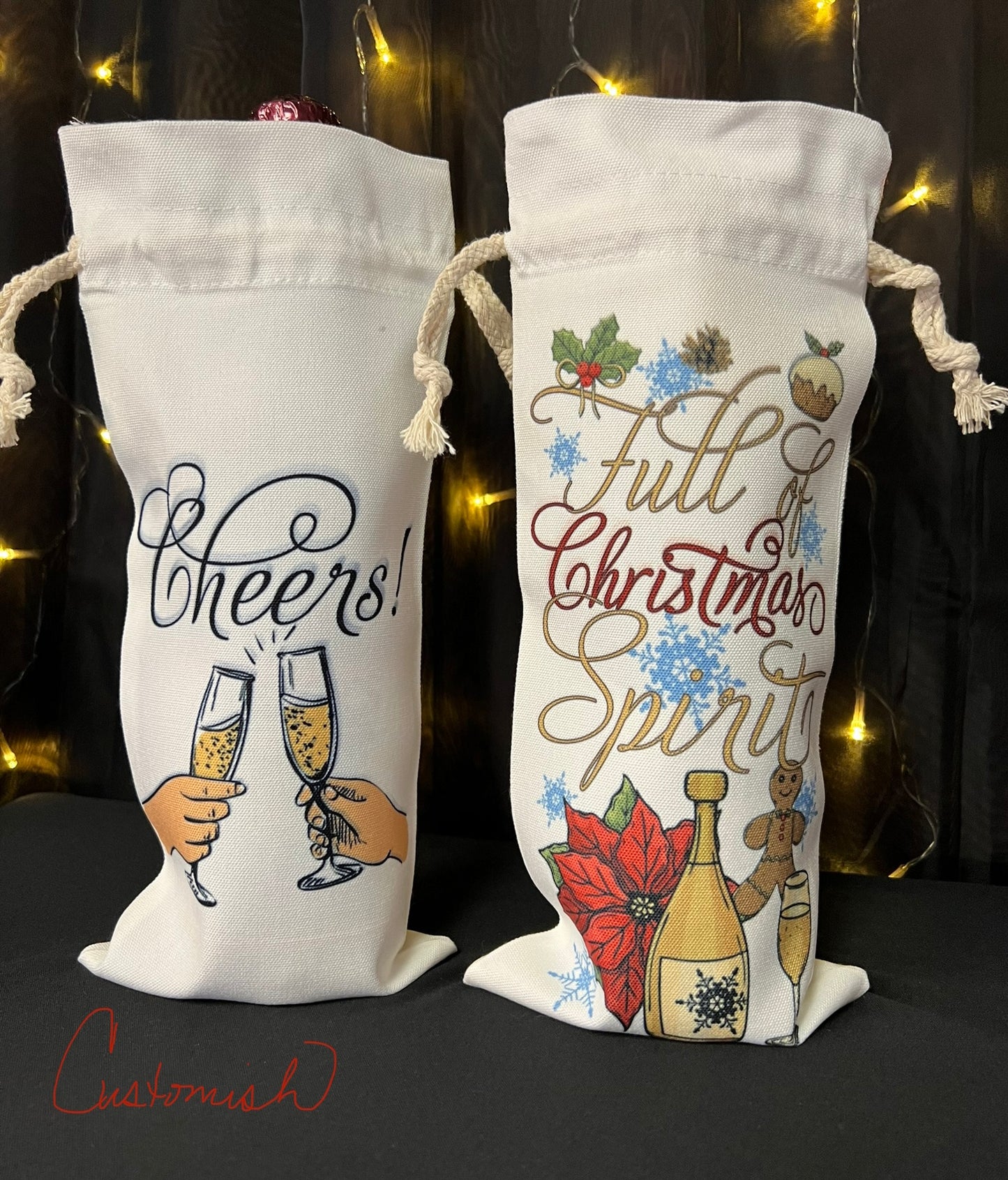 Wine Bottle Tote with Drawstring