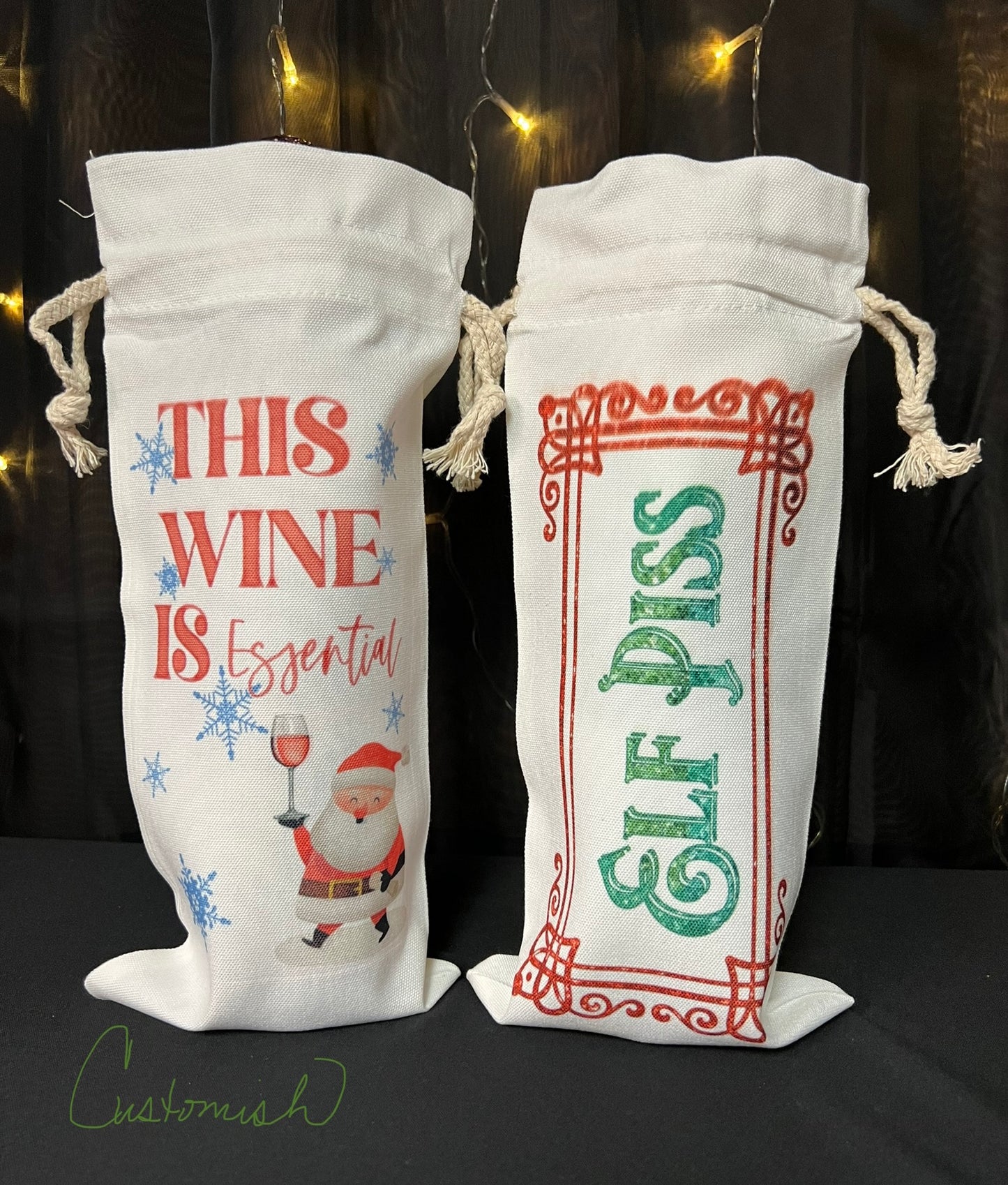 Wine Bottle Tote with Drawstring